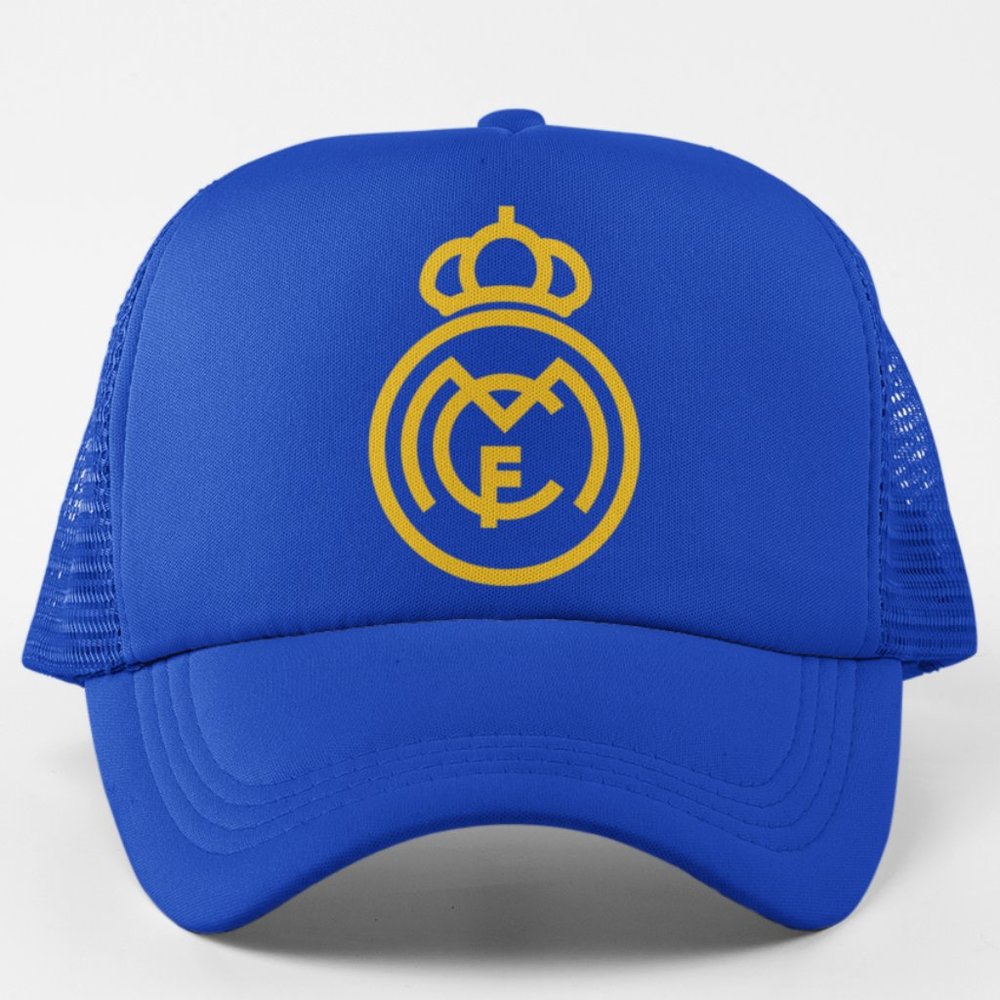 NEW Real Madrid Minimalist Logo Foam Trucker Mesh Snapback Hat ROYAL